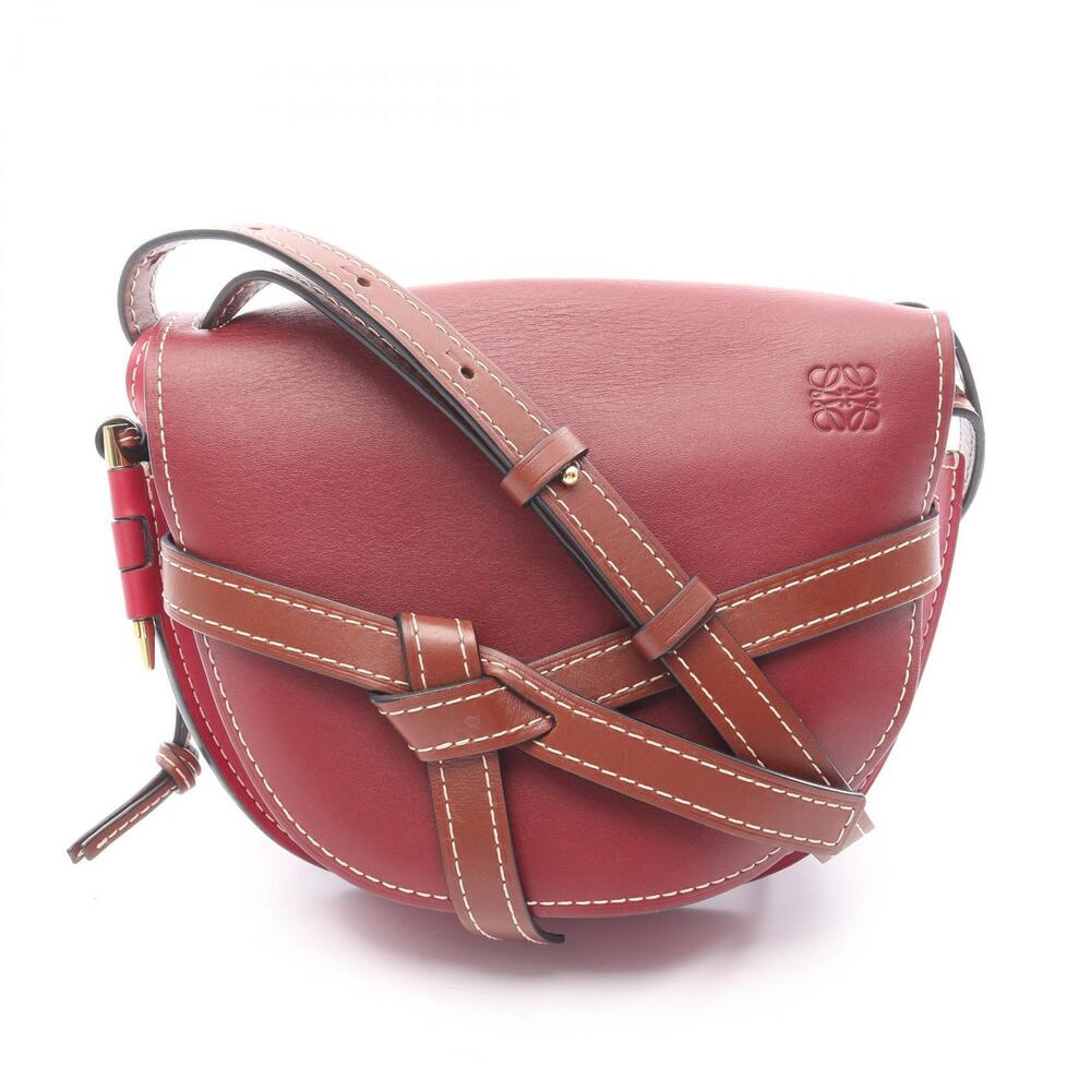 Loewe Gate Shoulder Bag Leather Bordeaux Purple Pink Brown